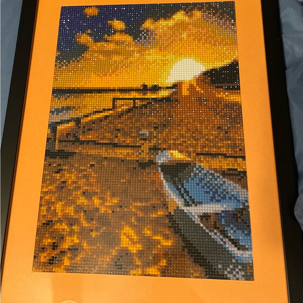 Diamond dot art finished - Canoe at sunset